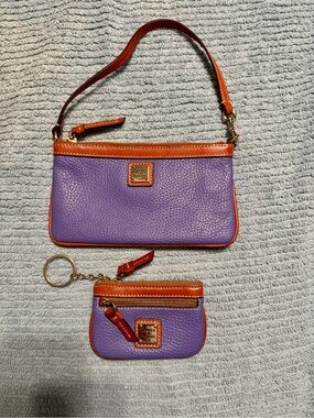 Dooney & Bourke Lavender Pebble Leather Wristlet and Coin Pouch